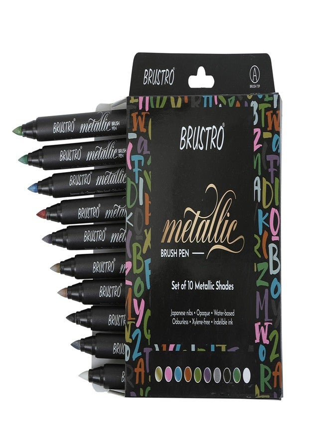 Brustro DIY Mandala Colouring Book 9"x9" 160 GSM 25 Perforated Sheets & Brustro Metallic Brush Pens - Soft Brush Tip for Calligraphy, Hand Lettering, Colouring, Card Making - Set of 10 Colors - Image 4